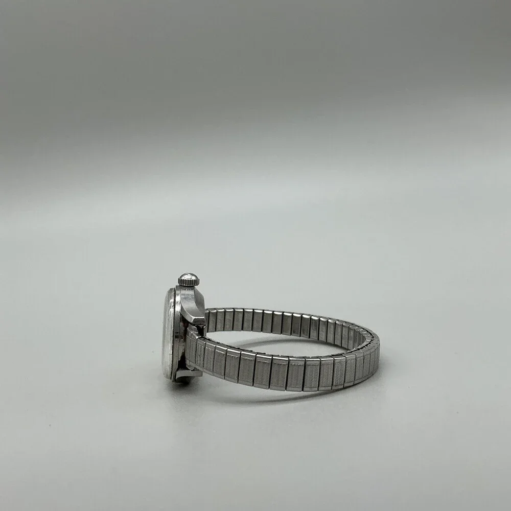 Vintage Wyler Incaflex Womens Watch 22mm Silver Dial Manual Wind Stainless Band